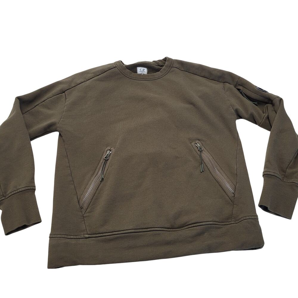 C.P. Company army green pullover crewneck kangaroo sweatshirt sweater medium